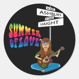 Adesivo Redondo Haight Ashbury Summer of Love