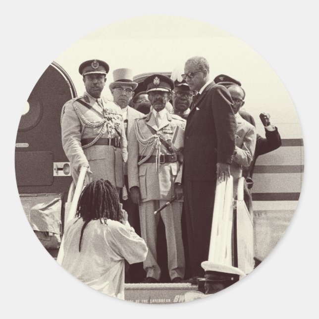 Adesivo Redondo Haile Selassie - Messiah Jah Rastafari bordador - (Frente)