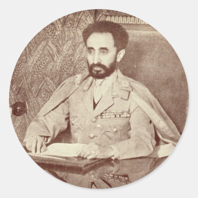 Adesivo Redondo Haile Selassie - Messiah Jah Rastafari bordador - (Frente)