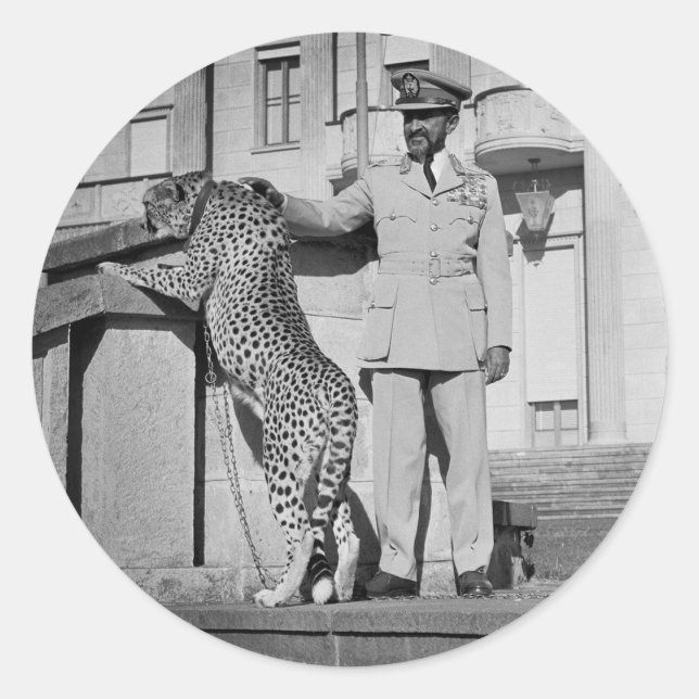 Adesivo Redondo Haile Selassie - Messiah Jah Rastafari bordador - (Frente)