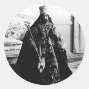 Adesivo Redondo Haile Selassie - Messiah Jah Rastafari bordador -