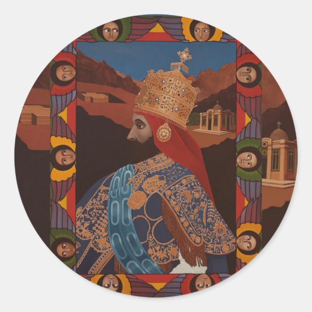 Adesivo Redondo Haile Selassie Modern Art Jah Rastafari Roots (Frente)