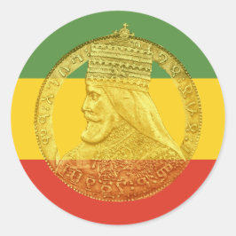Adesivo Redondo Haile Selassie Red Dourado Sticker