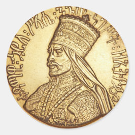Adesivo Redondo Haile Selassie rei of Ethiopia Rastafari bordador