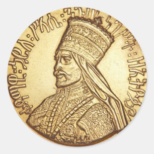 Adesivo Redondo Haile Selassie rei of Ethiopia Rastafari bordador