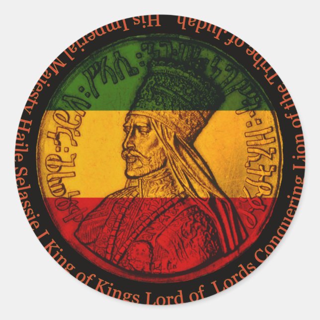 Adesivo Redondo Haile Selassie Sticker (Frente)