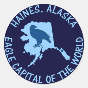 Adesivo Redondo Haines, capital de Alaska Eagle do mundo