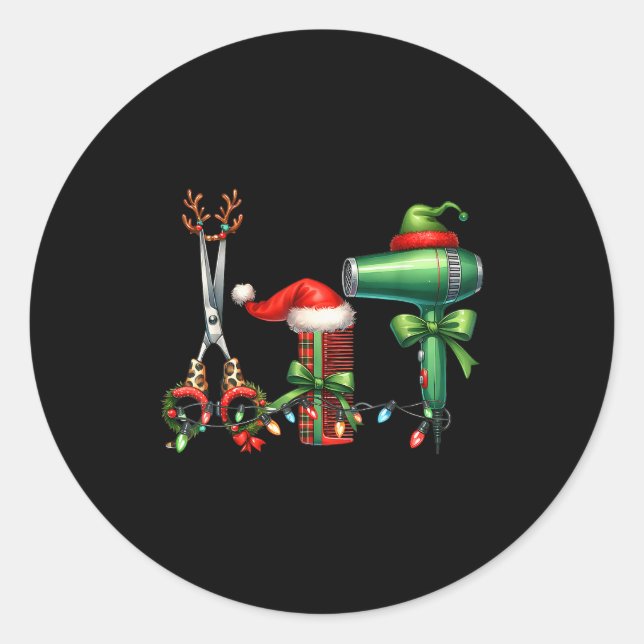 Adesivo Redondo Hair Stylist Christmas Hairdresser Licensed Hairas (Frente)