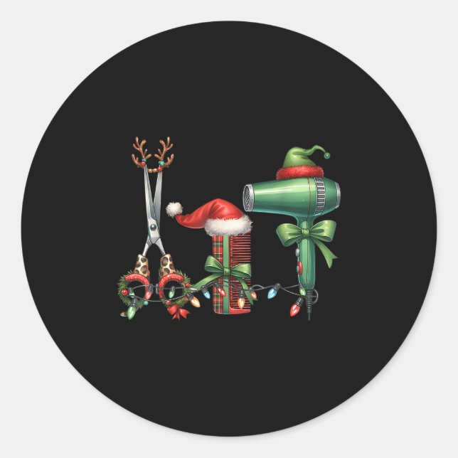 Adesivo Redondo Hair Stylist Christmas Hairdresser Licensed Hairas (Frente)