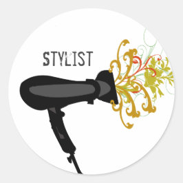 Adesivo Redondo Hair Stylist Dryer Stylist Florals