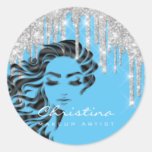 Adesivo Redondo Hair Stylist Makeup Artist Glitter Eyelash Cinza