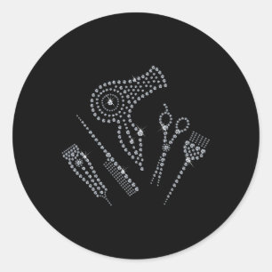 Adesivo Redondo Hair Stylist Salon Apron Rhinestone Scissone Comb