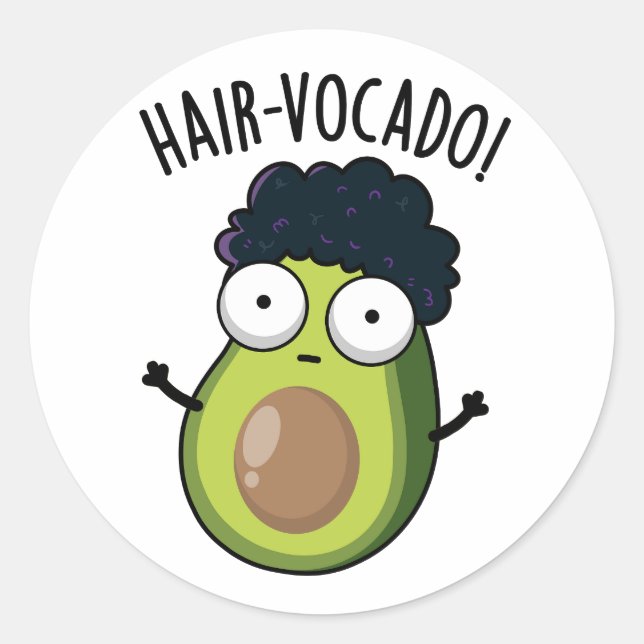 Adesivo Redondo Hair-vocado Funny Avocado Puns (Frente)
