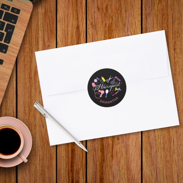 Adesivo Redondo Hairapist Hairdresser Hair Stylist Barber 2 (Criador carregado)