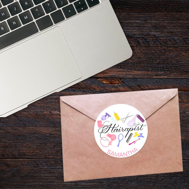 Adesivo Redondo Hairapist Hairdresser Hair Stylist Barber Design (Criador carregado)