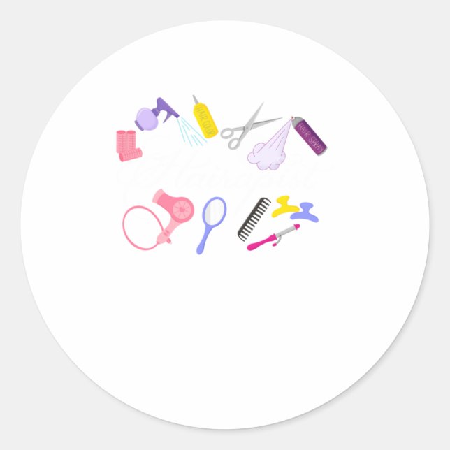 Adesivo Redondo Hairapist Hairdresser Hair Stylist Barber Design (Frente)