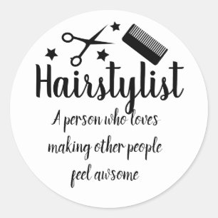 Adesivo Redondo Hairstylist Cote Hairdresser Estrelas Engraçadas