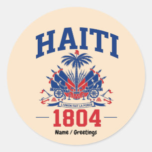 Adesivo Redondo Haiti 1804 Gráfico de Bandeira Vintage Patriótica 