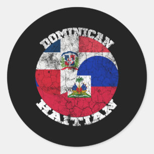 Adesivo Redondo Haiti E Bandeira Dominicana Half Haitiano Half Dom