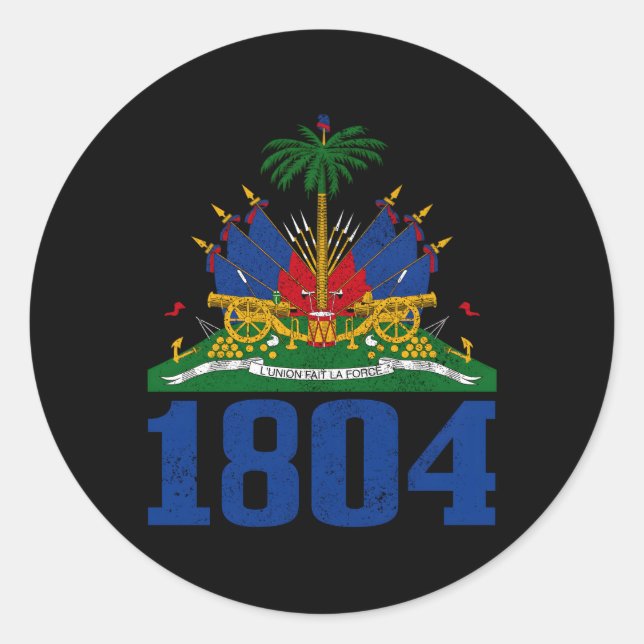 Adesivo Redondo Haiti Est 1804 Orgulho Caribe Bandeira Haitiana (Frente)