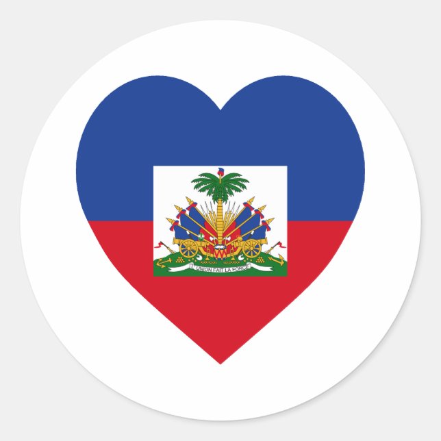 Adesivo Redondo Haiti Flag Heart (Frente)
