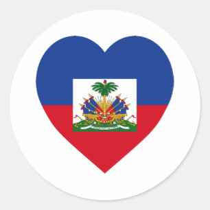 Adesivo Redondo Haiti Flag Heart
