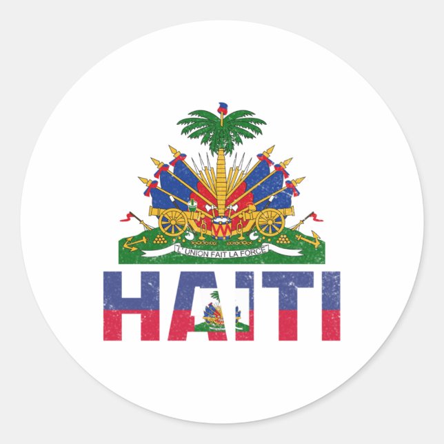 Adesivo Redondo Haiti Independência Dia da Bandeira Haiti Bandeira (Frente)