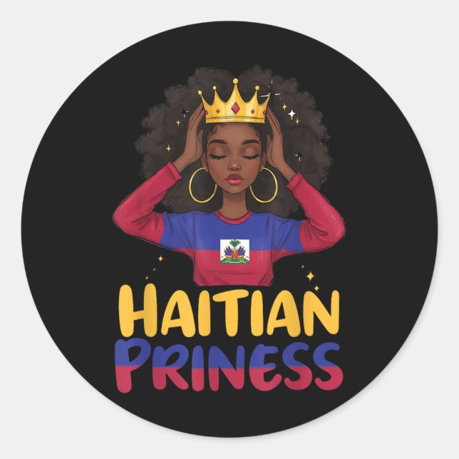 Adesivo Redondo Haiti Princesa Haiti Bandeira da Independência Dia (Frente)