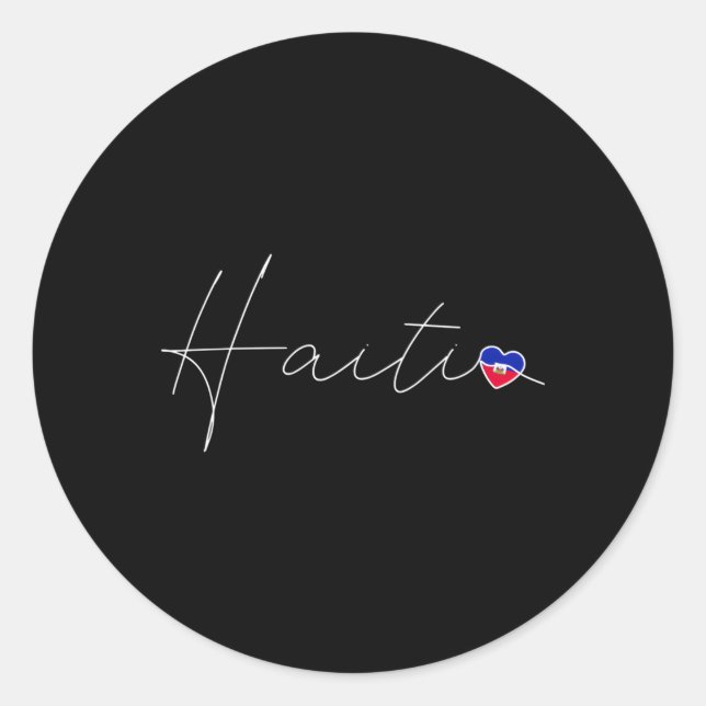 Adesivo Redondo Haiti: Simples Amam Bandeira Haitiana Ele No Haiti (Frente)