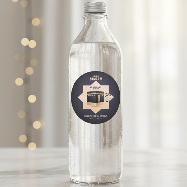 Adesivo Redondo Hajj Mabrur 2025 Zamzam Personalizado Gift 1446H (Criador carregado)