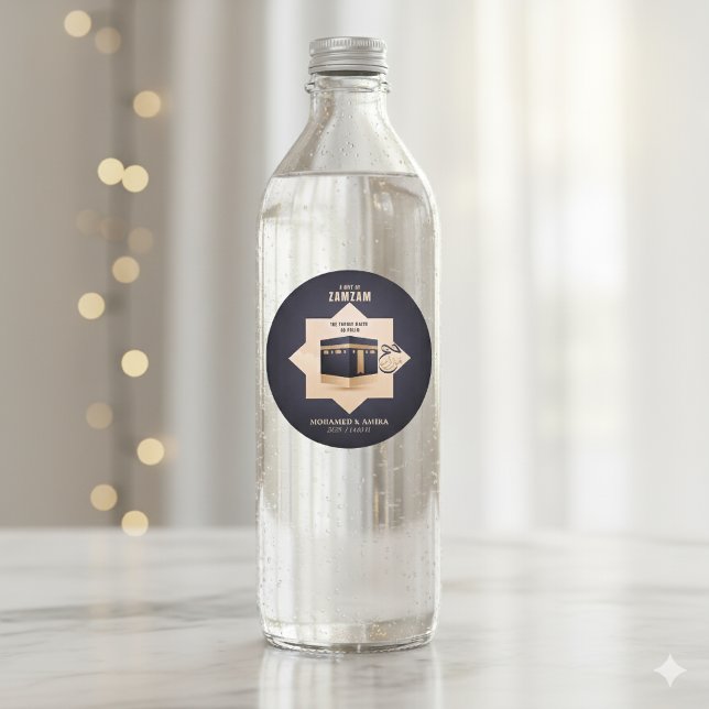 Adesivo Redondo Hajj Mabrur 2025 Zamzam Personalizado Gift 1446H (Criador carregado)