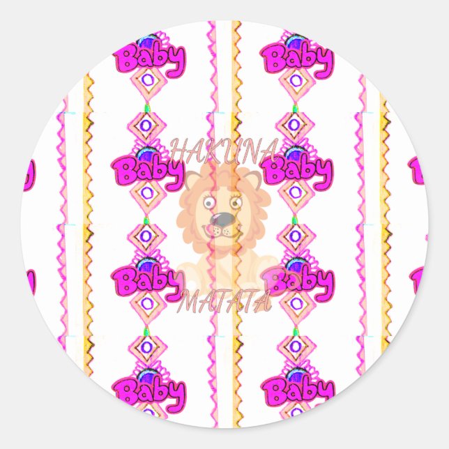 Adesivo Redondo Hakuna Matata: Belo Leão Design Motif (Frente)