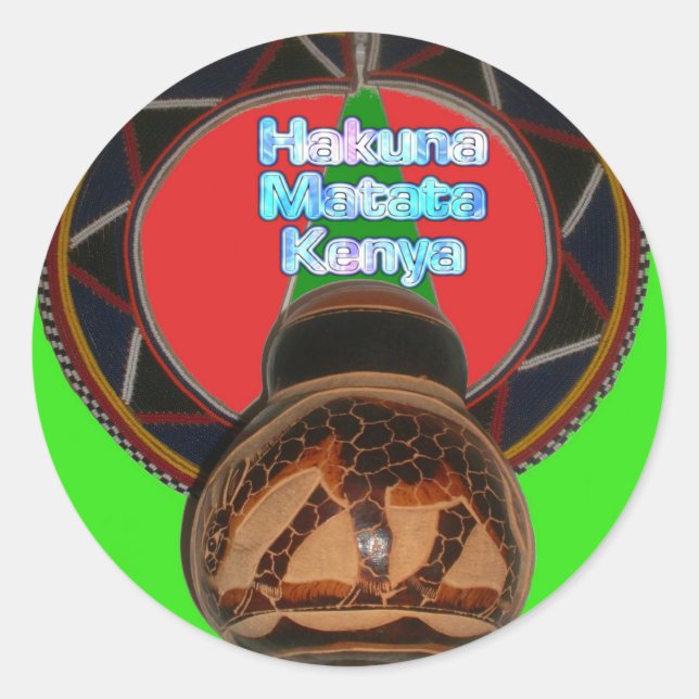 Adesivo Redondo Hakuna Matata Kenya Art Impressão (Frente)