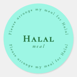 Adesivo Redondo Halal meal Request Sticker, Light Green