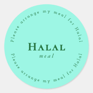 Adesivo Redondo Halal meal Request Sticker, Light Green