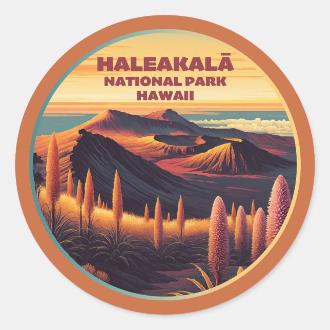 Adesivo Redondo Haleakala National Park Hawaii (Frente)
