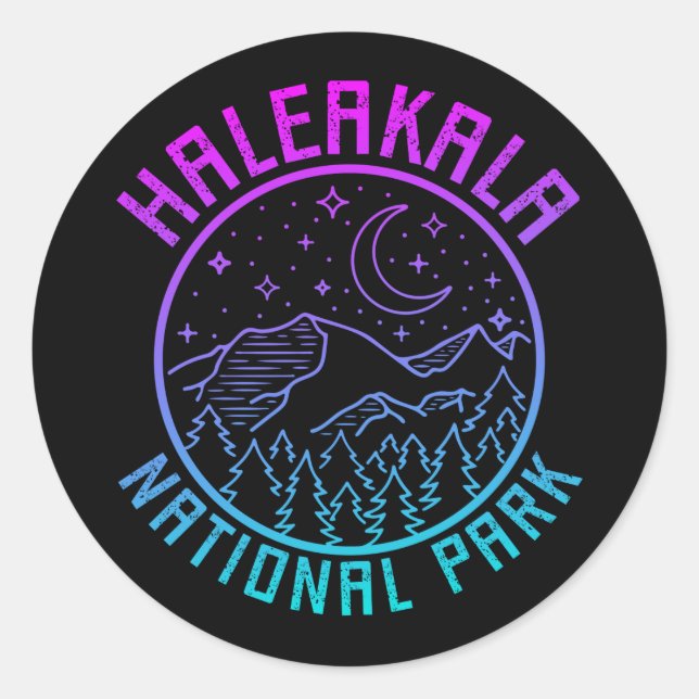 Adesivo Redondo Haleakala National Park Hawaii EUA Gradient (Frente)