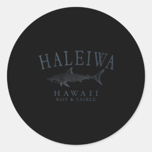 Adesivo Redondo Haleiwa havaí tubarão arte retrô ardósia pesca tan