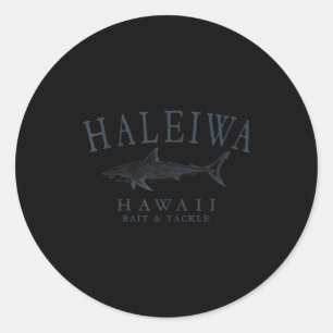 Adesivo Redondo Haleiwa havaí tubarão retro ardósia arte pesca
