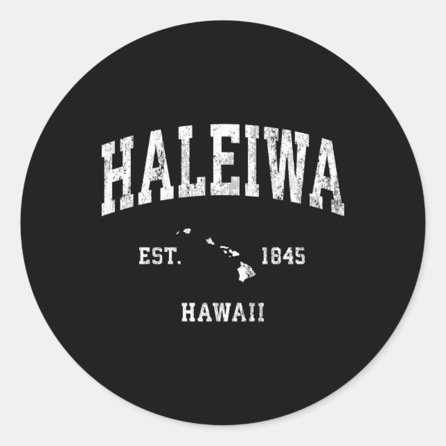 Adesivo Redondo Haleiwa Hawaii Hi Athletic Sports (Frente)