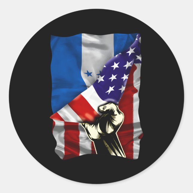 Adesivo Redondo Half American Flag Hondurduran Roots Usa Flag Hond (Frente)
