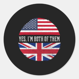 Adesivo Redondo Half American Half British Usa Flag Reino Unido