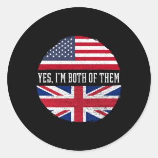 Adesivo Redondo Half American Half British Usa Flag Reino Unido