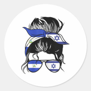 Adesivo Redondo Half Nicarágua Half Israelense Mix Nicarágua E Isr