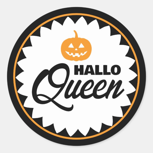Adesivo Redondo Hallo Queen Halloween  (Frente)