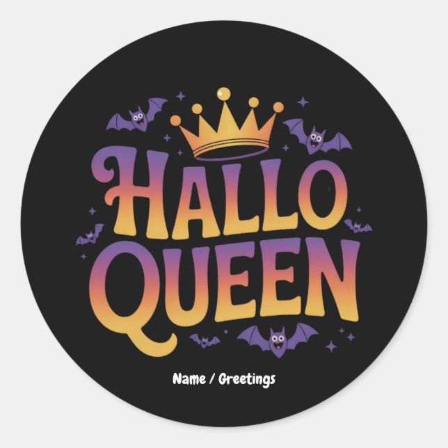 Adesivo Redondo Halloqueen Bat Women Fumam Crown Seu Spooky (Frente)