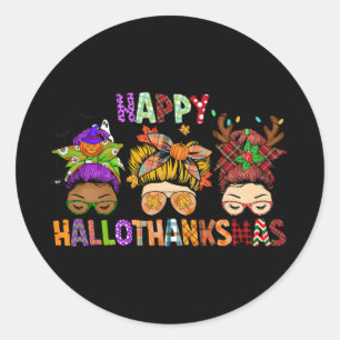 Adesivo Redondo Hallothanksmas Mensageiro de Bun Halloween Dia de 