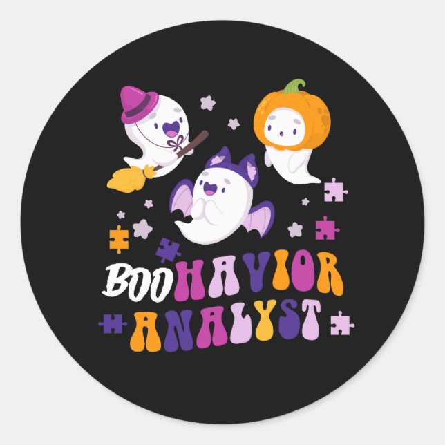 Adesivo Redondo Hallow de terapeuta de pilha de comportamento com  (Frente)
