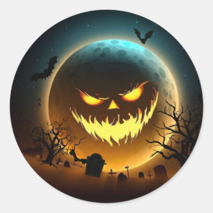 Adesivo Redondo Halloween/abóbora/lua/queda
