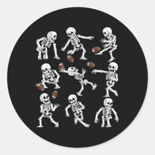 Adesivo Redondo Halloween American Football Skeletons Engraçado Me